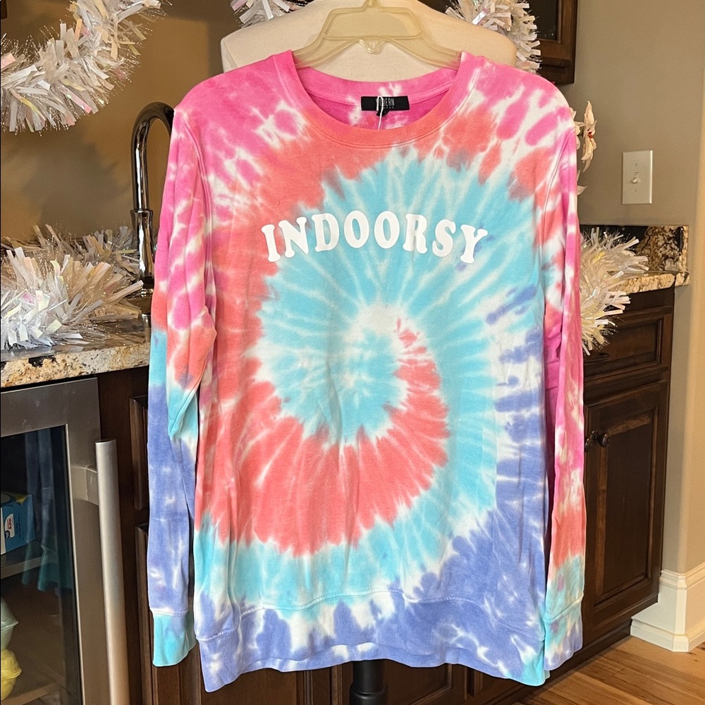 Tie Dye Sweatshirt Womens Large Lightweight Hippie Modern Canvas New